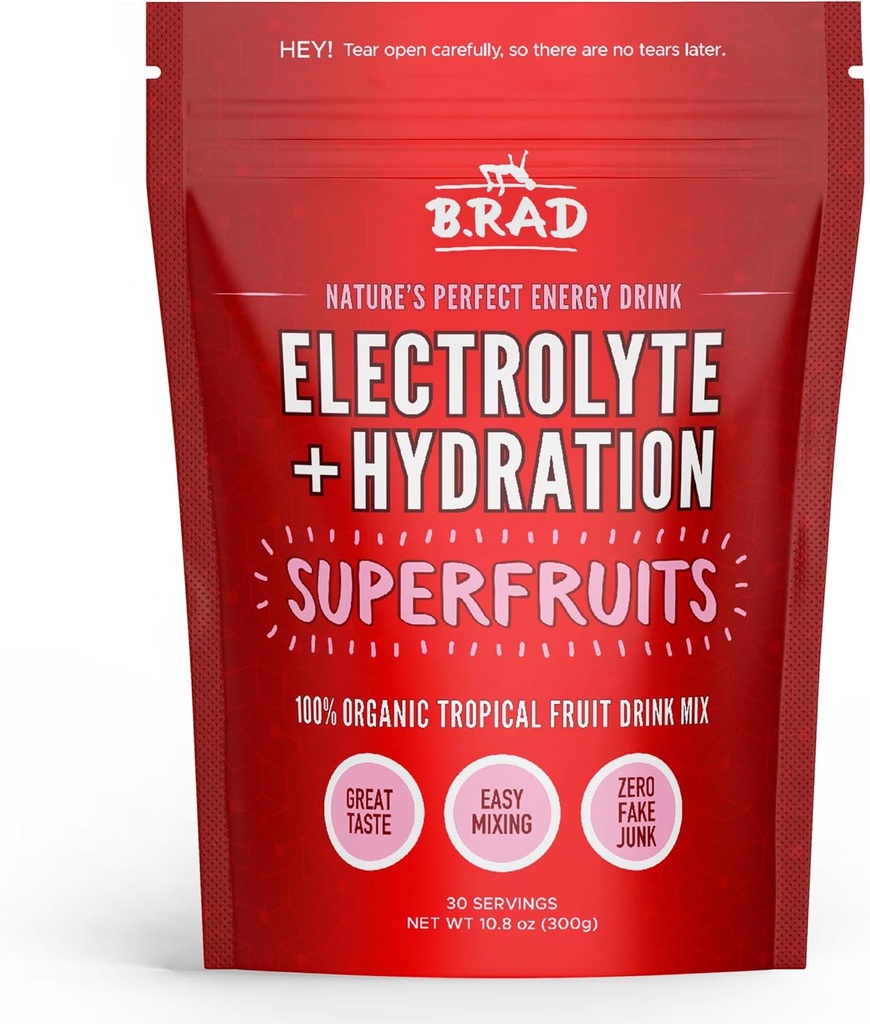 B.rad Superproducts Hydration & Electrolyte İçecek | Nature's Perfect Energy Drink | Freeze-Dried High-Antioxy Tropikal Meyve Toz | 10.8 Ounces, 30 Hizmet