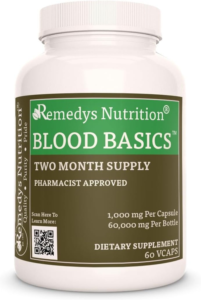 Remedy'nin Beslenme Kanı Temelleri | 1.000 mg, 60 Vegan Capsules Herbal Diyetsel Supplement | Two Moon Supply