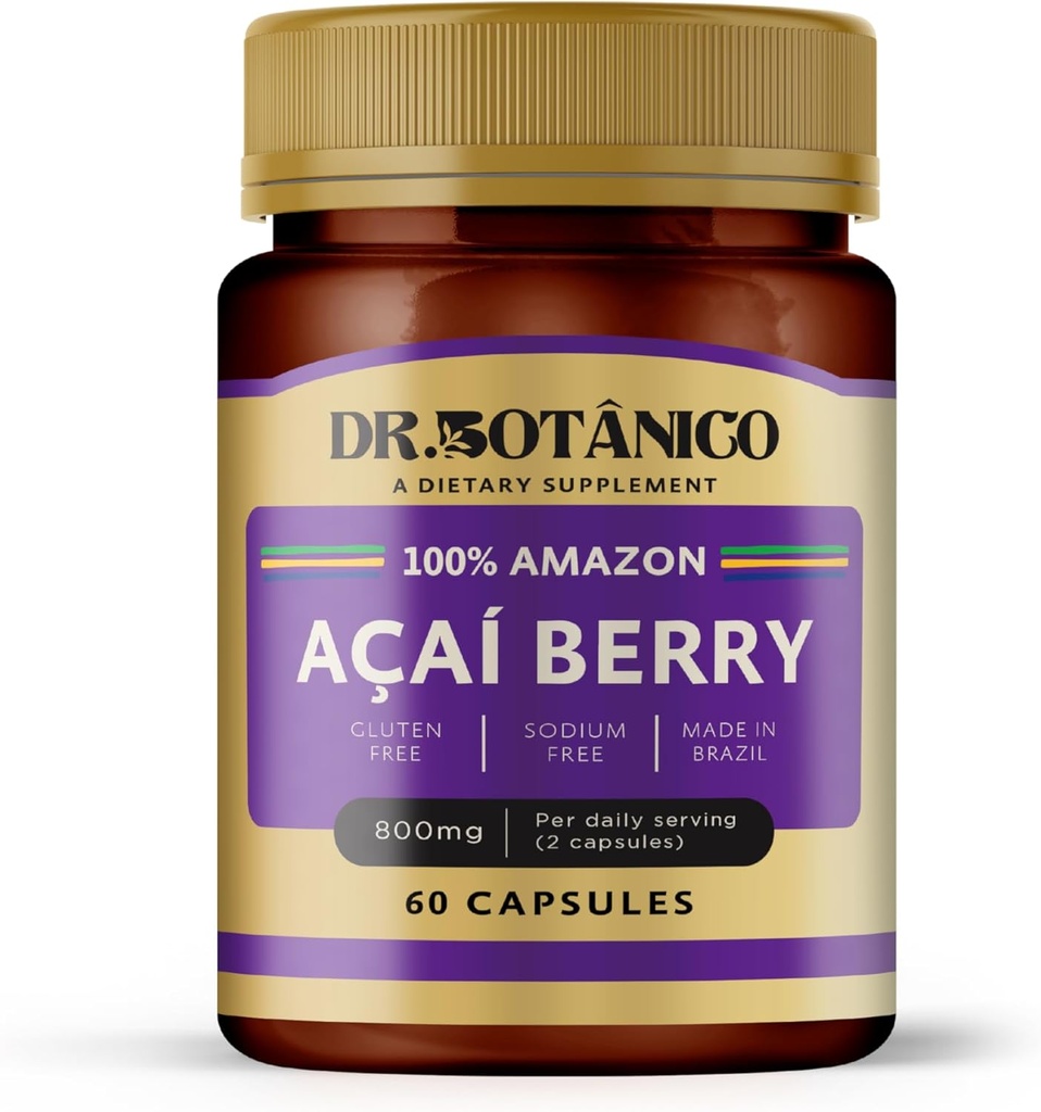 Açaí Berry 800 mg – Immune & Skin Support | Dr. Botanico (60 Capsules)