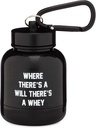 OnMyWhey - Protein Powder & Supplement Funnel Keychain, Portable To-Go Container for The Gym, Workouts, Fitness, & Travel - TSA Approved, Where There's A Will There's A Whey