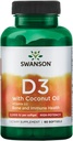 Swanson Vitamin D-3 in Coconut Oil 60 Sgels