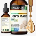 BIO KRAUTER Lions Mane Liquid Extract - Mushroom Supplement for Brain Support - Vegan Lions Mane Supplement - Alkol & Sugar Free Drops - 2 Fl.Oz.