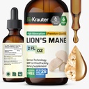 BIO KRAUTER Lions Mane Liquid Extract - Mushroom Supplement for Brain Support - Vegan Lions Mane Supplement - Alkol & Sugar Free Drops - 2 Fl.Oz.
