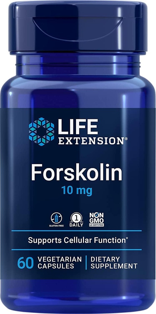 Life Extension Forskolin 10 mg, 60 Vegetarian Capsules (Pack of 2)