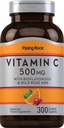 Piping Rock Vitamin C 500 mg | 300 Caplets | Rose HIPS ve Bioflavonoids | Kadınlar ve Erkekler için Tamam | Vejetaryen, Non-GMO, Gluten Free