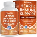 5-in-1 Ceylon Cinnamon Capsules 2355 mg - Ceylon Cinnamon ve Apple Cider Vinegar ile Turmeric, Panax Macintosh, Cinnamon ve Bioperine, 120 ctt