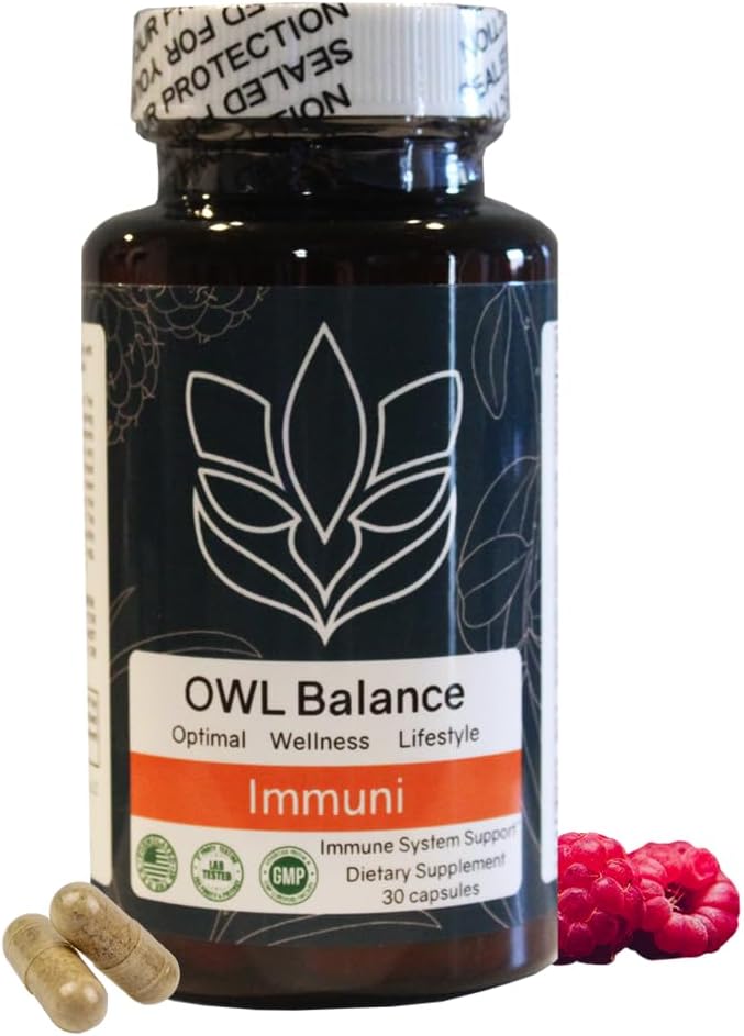 Immuni - Immune Support - Vitamin Supplement for Cold & Flu Relief - Natural Immunity System Branson - C & E, Rasberry Fruit Toz, Green Tea Leaf, Zeytin yaprak ve daha fazlası - 30 Capsules