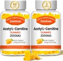 2 Pack Acetyl L-Καρνιτίνη Gummies, L-Καρνιτίνη συμπλήρωμα για γυναίκες & άνδρες, συμπλήρωμα διατροφής για την ενίσχυση της ενέργειας, ανοσία & Εγκεφαλική Υγεία, Vegan, μη-GMO, Mango Γεύση, 120 Count