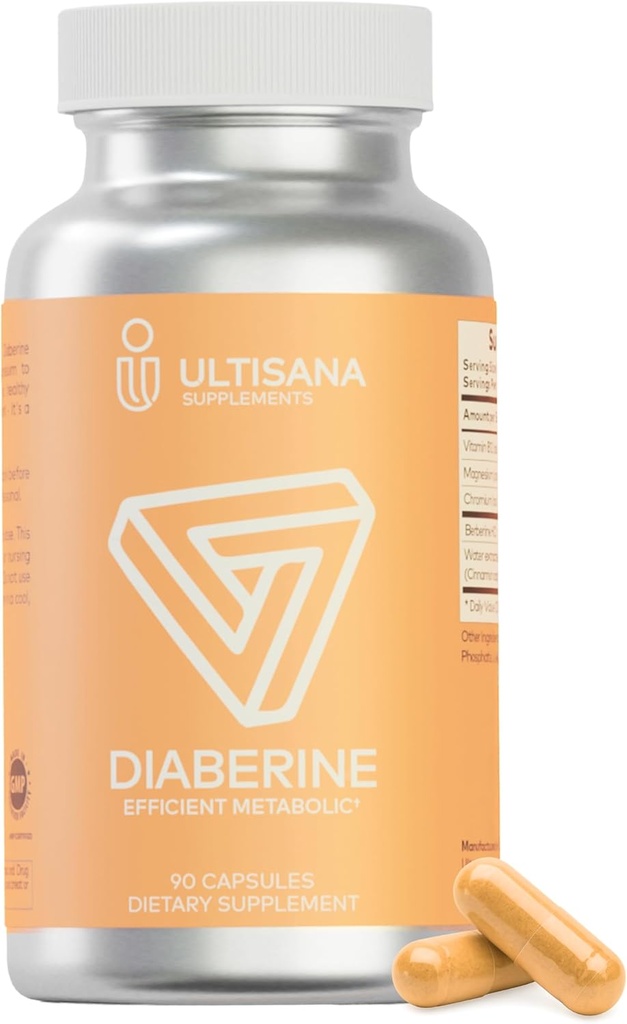 Diaberine Berberine HCL Supplement | Supports Heart Health, Energy Boost, Metabolism & Immune Functions | Berberine 500 mg with Vitamin B12, Magnezyum & Chromium | Non-GMO & Vegan, 90 Count
