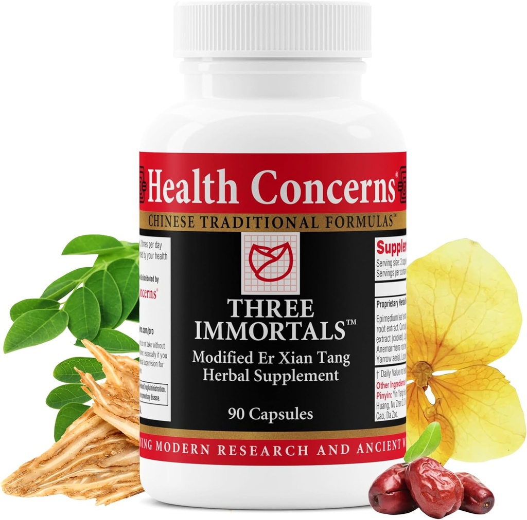 Sağlık Üç Ölümsüz - Menopause Support Supplement - Hot Flashes, Hormon Imbalance & Night Sweats - Dong Quai, Epimedium, Morinda, Rehmannia & Lycium - 90 Capsules