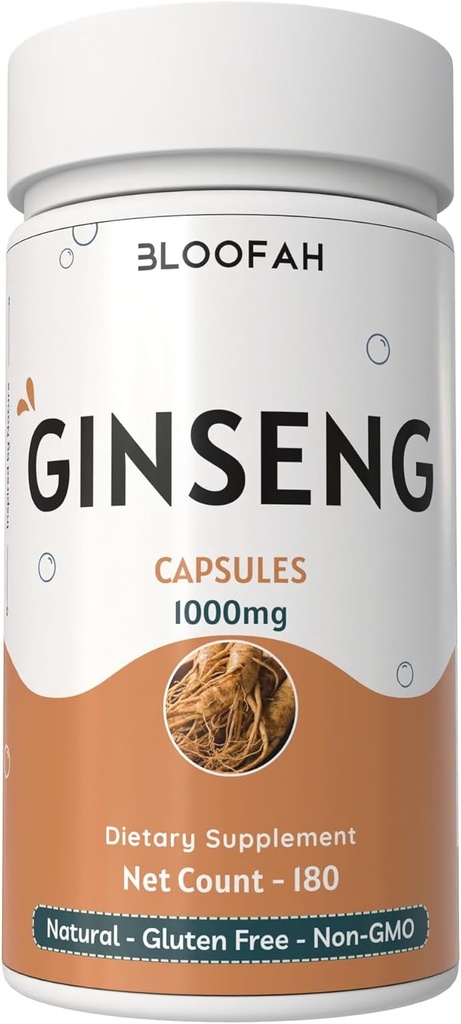 BTC Capsules 1000 mg Toz | Panax Ginseng Herbal Supplement | Natural, Non-GMO, Gluten-Free for Daily Wellness (180 Kont)