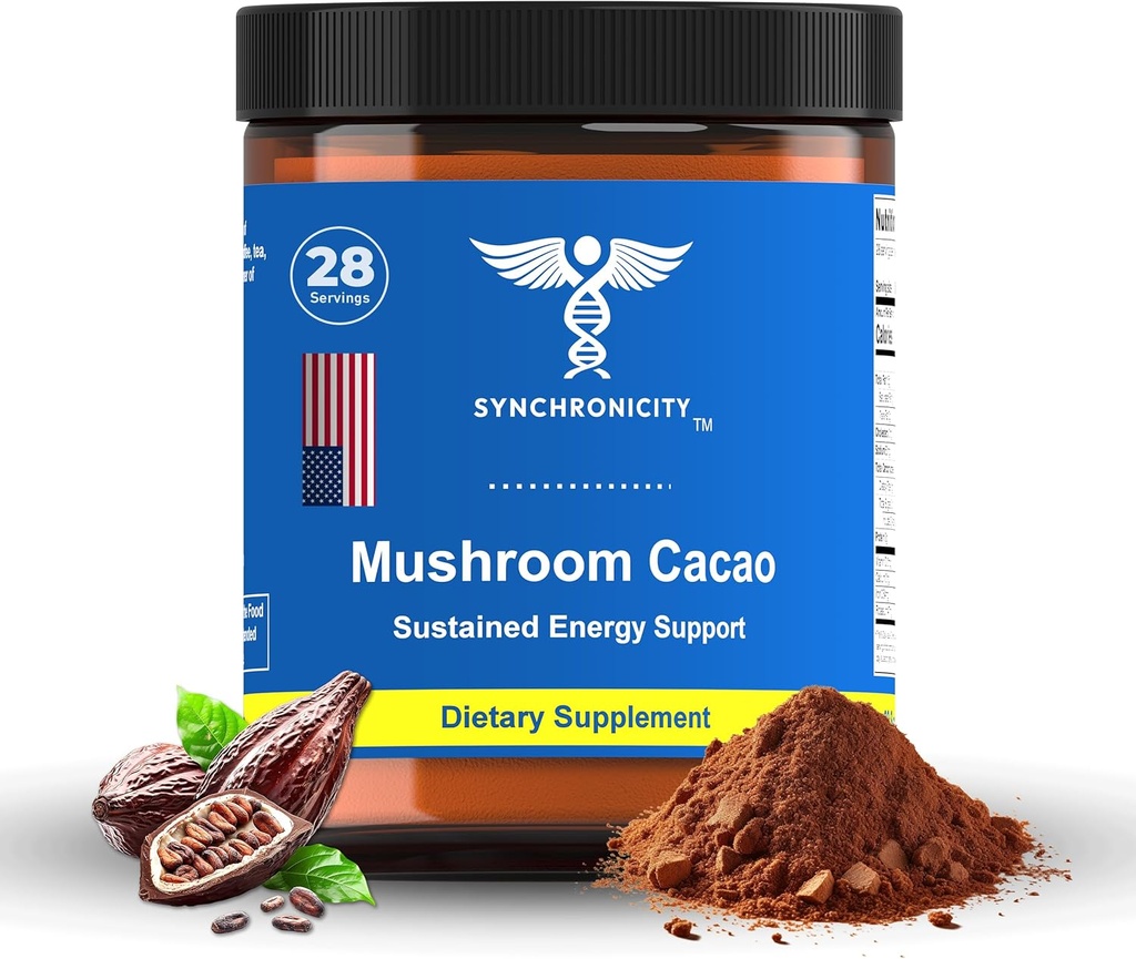 Mushroom Cacao Adaptogen Energy & Focus Drink Toz Supplement. Potent 8:1 Lions Mane, Cordyceps & 3 Cocoa/Cacao Türet Yale DRS'den. All Natural Coffee Alt Nootropic & Nutrient Superfood