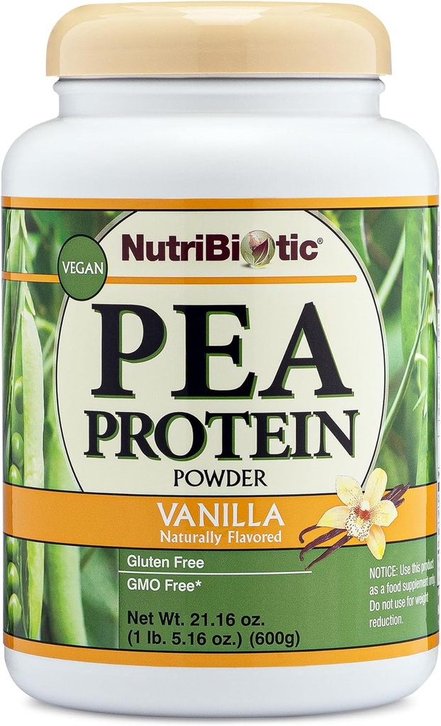 NutriBiotic Pea protein Vanilla 21 Oz | Low Carb Vegan Plant Protein Toz | ABD'de 100 Büyü ve Süreçlendi | Lezzetli ve BCAA-Rich | Kimyasal olmadan Made, GMOs & Gluten | Keto Friendly Plant Protein Toz | 100% Grown & Processed in the USA | Delicious +1 | Delicious in the USA |
