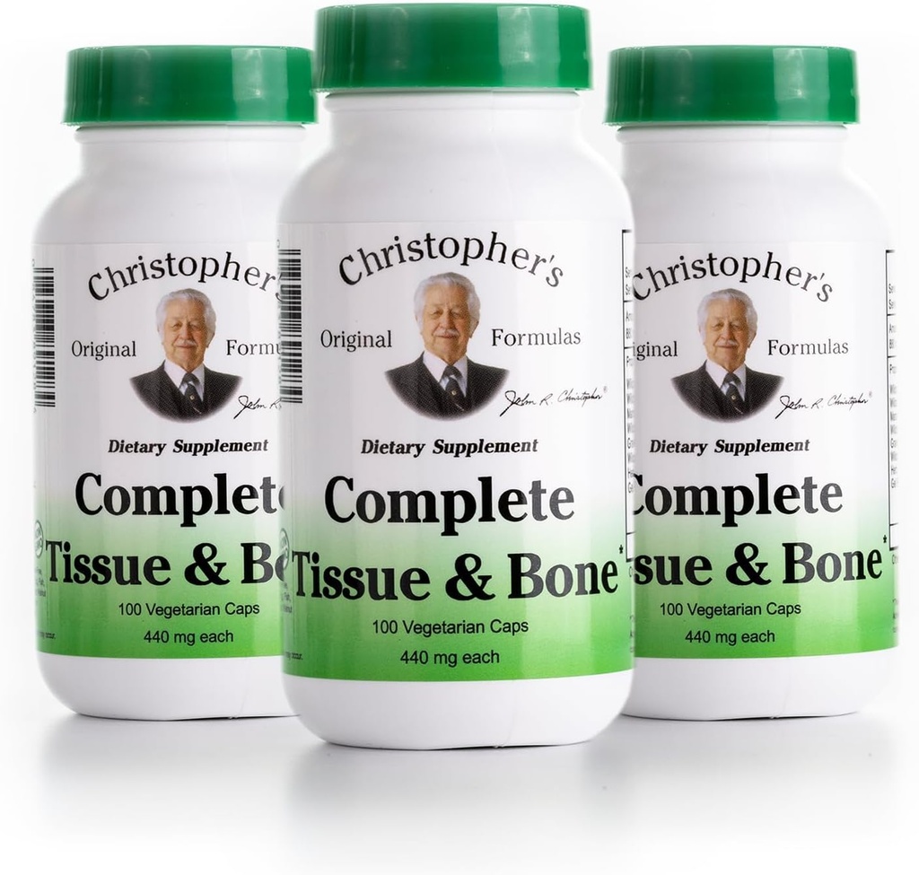 Christopher'ın Orijinal Formulaleri Tamamlanan Doku & Bone Formula - 100 VCaps | Herbal Bones & Connective Tound - 3 Paket