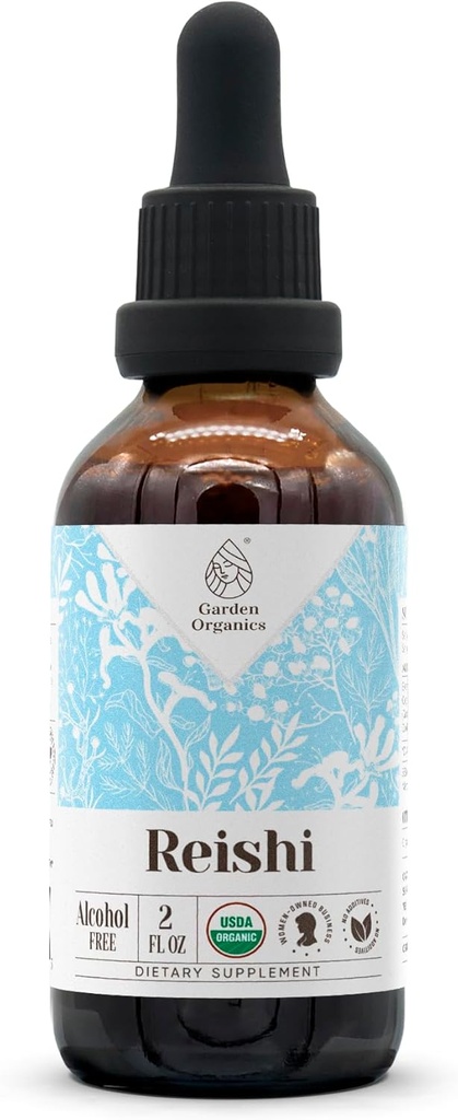Reishi USDA Organik Alkol Ücretsiz Ekstraksiyon | Diyetsel Tamam, Yüksek Yeterlilik Tincture | Doğal Onaylanmış Organik Reishi Mushroom (Ganoderma Lucidum) (2 oz)