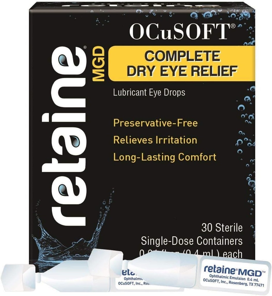 OCuSOFT Retaine MGD Tamam Kuru Göz Yardımı Lubricant Eye Drops Single-Dose Containers, 30 Count (Pack of 2)