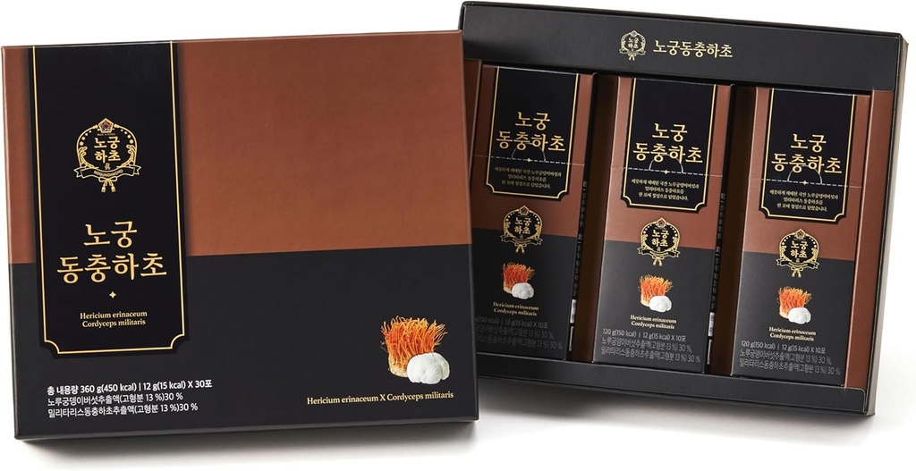 [Nogung Dongchunghacho] CordLion - Cordyceps & Lion's Mane Mushroom Supplement – Supports Natural Energy & Immune System - 100% Real Extract, Herbal Formula Daily Wellness - 30 Sticks