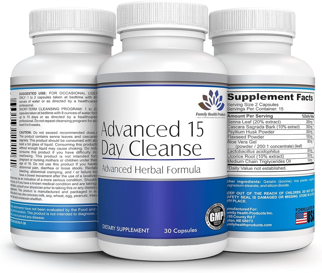 Colon Cleanse - Detox Pills for Women or Men, 15 Day Supplement with Probiotics Supplement Superfoods 15-Day Cleansers for Healthy Bowel Movements | 30 Capsules, 15 Servings