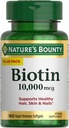 Nature's Bounty Biotin Hair Skin ve Nails, Sağlıklı Saçlar, Skin ve Nails, 10.000 mcg, Hızlı Yayın Softgels, 180 Ct