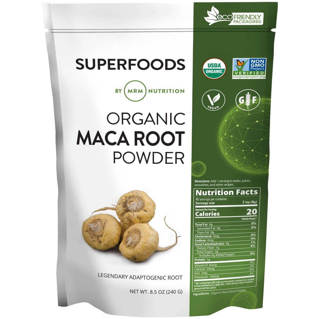 MRM Beslenme Organik Maca Root Toz | Superfoods | Adaptogen | Gluten-Free + Vegan | 40 Hizmet