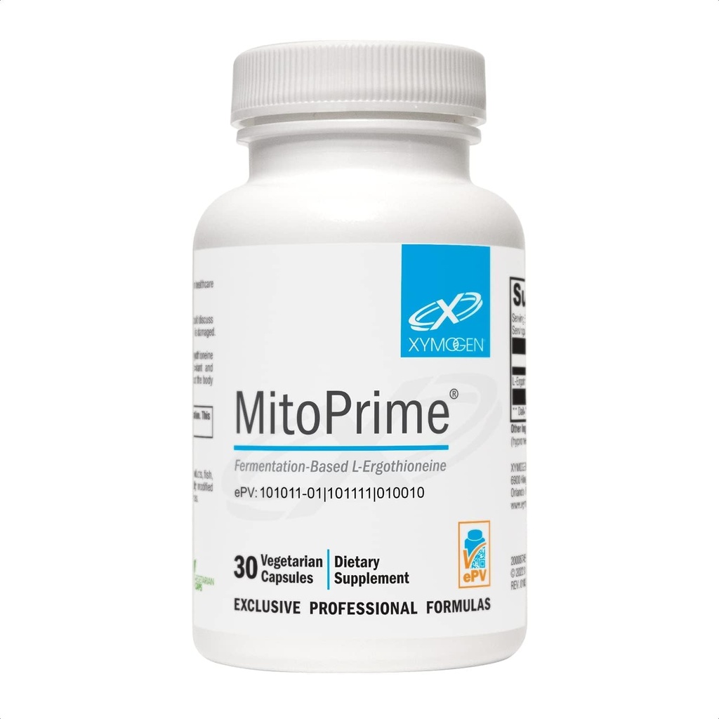 XYMOGEN MitoPrime - Ζύμωση με βάση την Εργοθειονίνη - Αντιοξειδωτικό συμπλήρωμα για την υποστήριξη της Εγκεφαλικής Υγείας + Ήδη Υγιεινή Γλουταθειόνη Επίπεδα στο Σώμα (30 Κάψουλες)