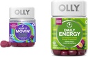 OLLY Constipation Relief 30ct, Energy Gummy 60ct - Rhubarb Prunes Amla Berry, B12 CoQ10 Goji Tropikal