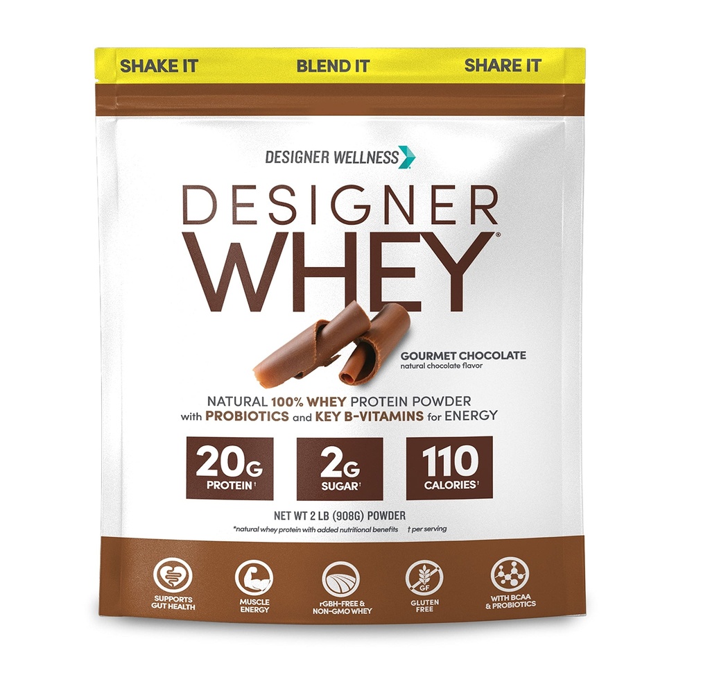 Tasarımcı Wellness, Tasarımcı Whey, Doğal Whey Protein Toz Probiyotikleri, Fiber ve Key B-Vitamins for Energy, Gluten-Free, Gourmet, 2 lb