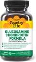 Country Life Glucosamine Chondroitin 1500mg/1200mg - Υποστηρίζει Κοινή Υγεία & Λιπαντική - Διατηρεί υγιή Cartilage, Tendon, Joint Tissue - Χωρίς γλουτένη, Μη ΓΤΟ - 90 Κάψουλες - για Ενήλικες