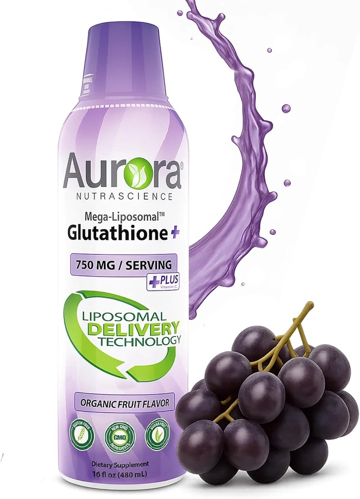 Aurora Nutrascience, Mega-Liposomal Sıvı Glutathione + Vitamin C, Antioksi, Immune System Support, 750 mg per Service,16 fl oz (480 mL)