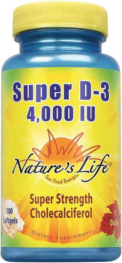 Nature's Life Super D-3 4000 IU | High Potency Vitamin D Supplement | May Support Healthy Bones, Teeth & Immune System | 100 Softgels