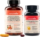 NatureWise Curcumin Turmeric 2250 mg & Vitamin B12 1000mcg Softgels Ortak Destek Enerji Seviyeleri 60 Sayı