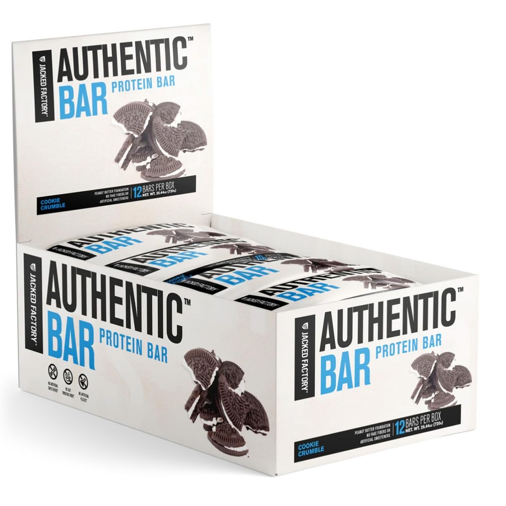 Gerçek Bar Cookie Crumble Protein Bars - Tasty Meal Change Energy Bars w/ 15g Whey Protein Isolate, Doğal Şekerler Saf Honey, Sağlıklı Fat Peanut Butter Foundation - 12 Pack