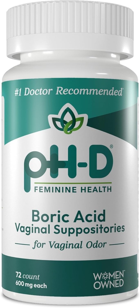 pH-D Feminine Health - 600 mg Boric Acid Suppositories - Γυναίκα Ιδιοκτησία - για Κολπική Οδο Χρήση - 72 αριθμός