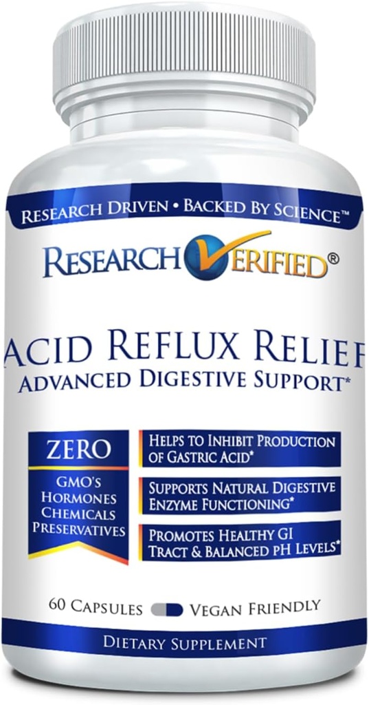 Araştırma Onaylanmış Asit Reflux Relief - Soothe GI Problems - Melatonin, 5-HTP, Marshmallow Root - 60 Capsules - Vegan