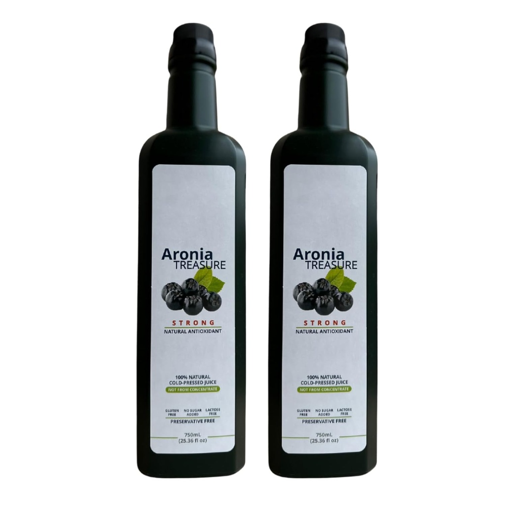 [2 x Aronia Hazinesi] 100% Aronia (Chokeberry) Berry Suyu: 1 ay tedarik, 1 günde bir atış