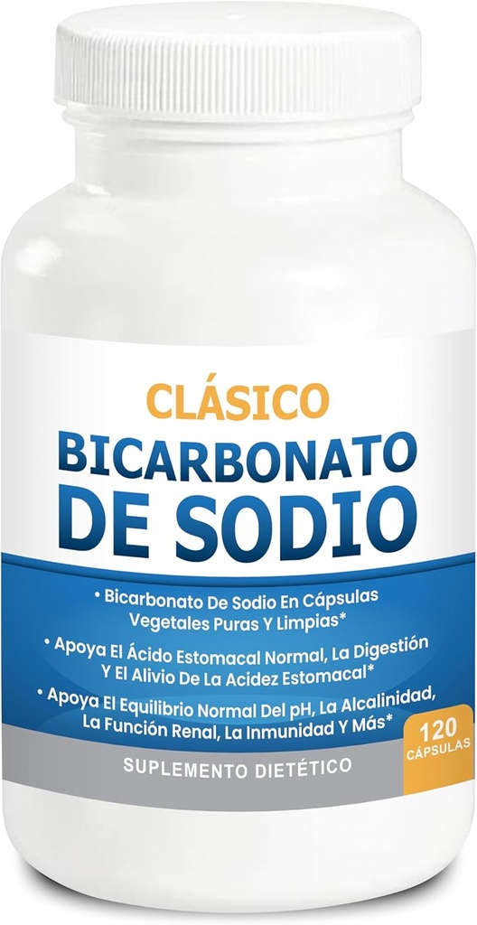 Bikarbonato de Sodio clásico 650 mg USO orgánico Natural Pastillas de bikarbonato de Sodio (cápsulas) Alcalinidad del ácido del estómago 120 cápsulas