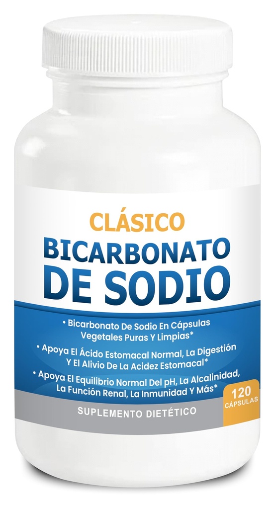 Bikarbonato de Sodio clásico 650 mg USO orgánico Natural Pastillas de bikarbonato de Sodio (cápsulas) Alcalinidad del ácido del estómago 120 cápsulas