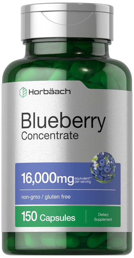 Horbäach Blueberry Extract Supplement | 150 Capsules | Blueberry Inter | Non-GMO, Gluten Free Free