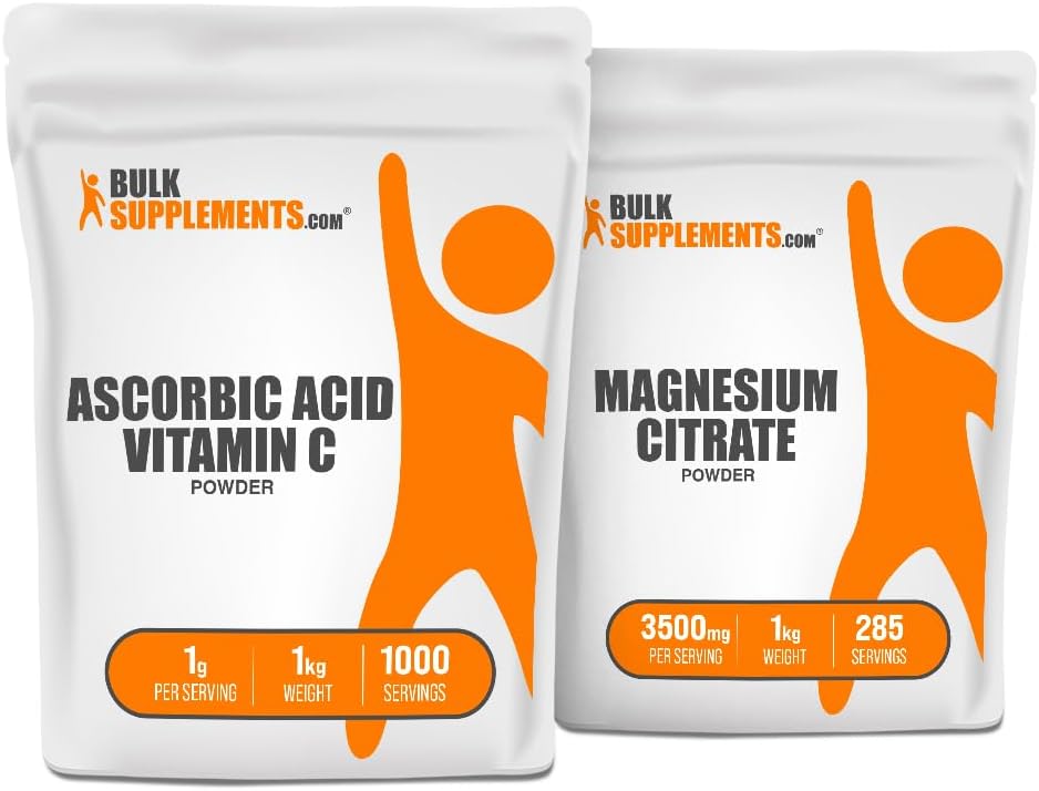 Ασκορβικό οξύ (βιταμίνη C) 1kg + Κιτρικό μαγνήσιο 1kg Bundle