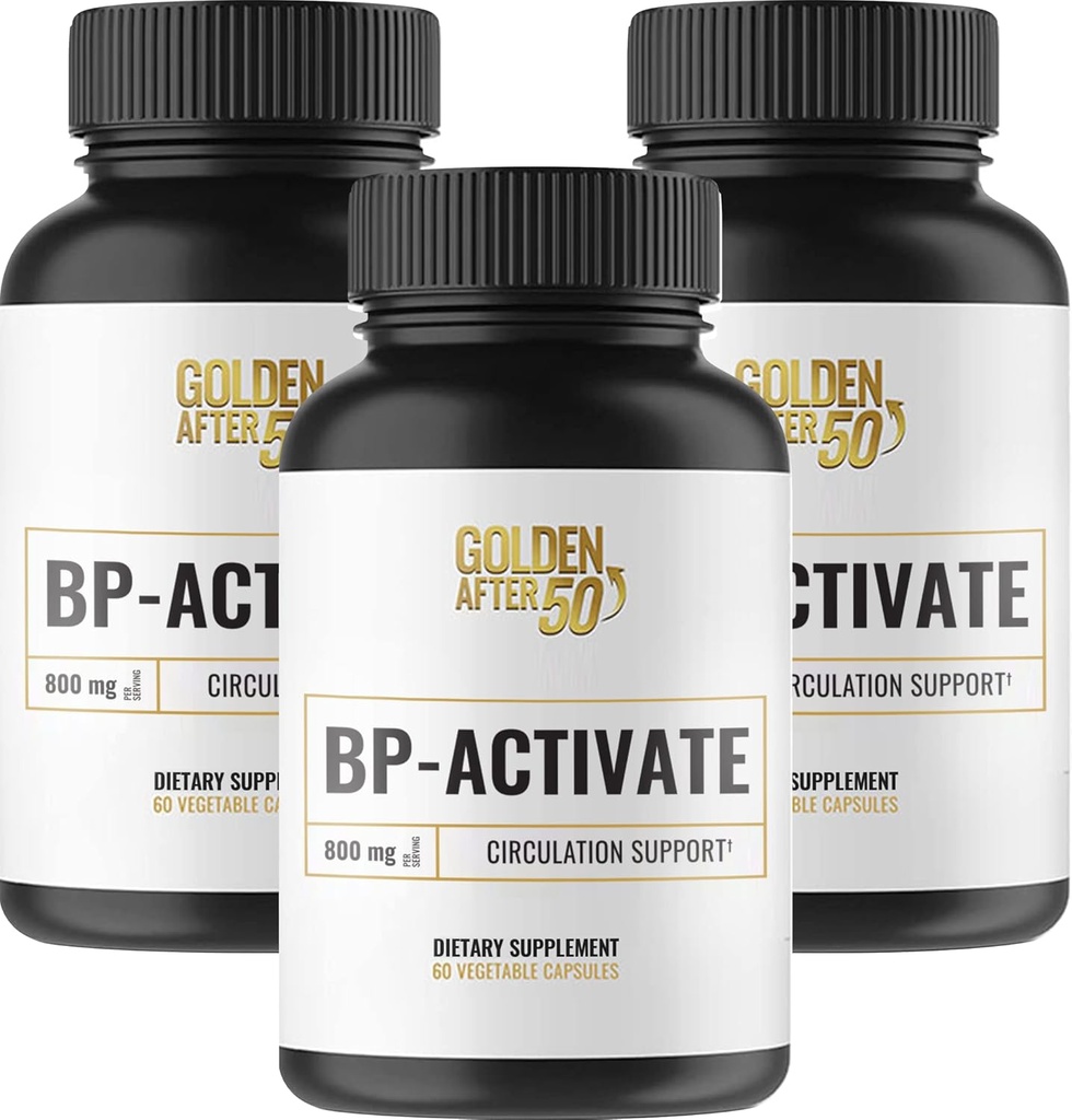 Golden After 50 BP-Activate - Nitrik Oksit Supplement with Essential replicas - Blood Circulation and Heart Health Support Supplement - 3 Şişe - 800 mg L Arginine, AAKG, L Citrulline