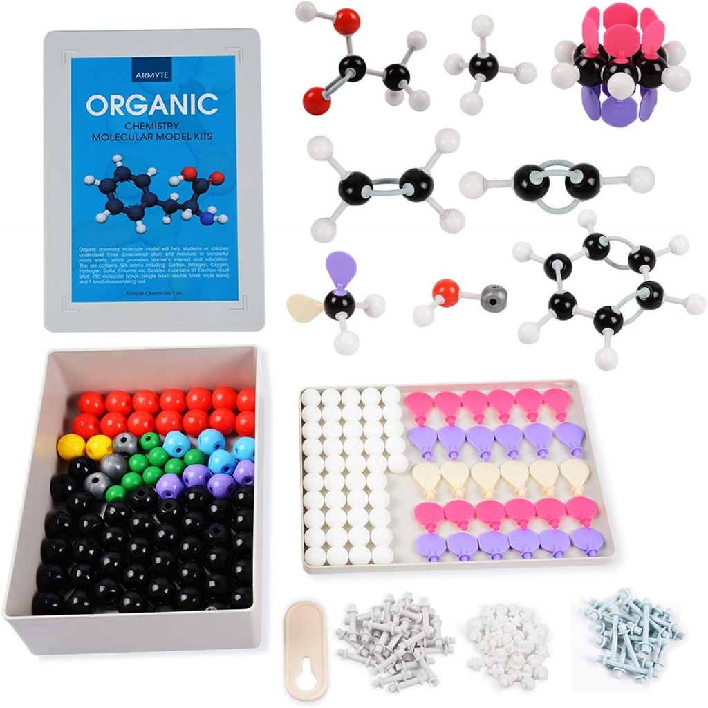 Organik Kimya Model Kit (307 PCS) – Öğretmen Öğrenci ve Genç Kişiler Akademik Kimya Eğitimi için Ordu Kimya Moleküler Model, Atomlarla Paket, Bonds, Electron Orbital (Renkli)