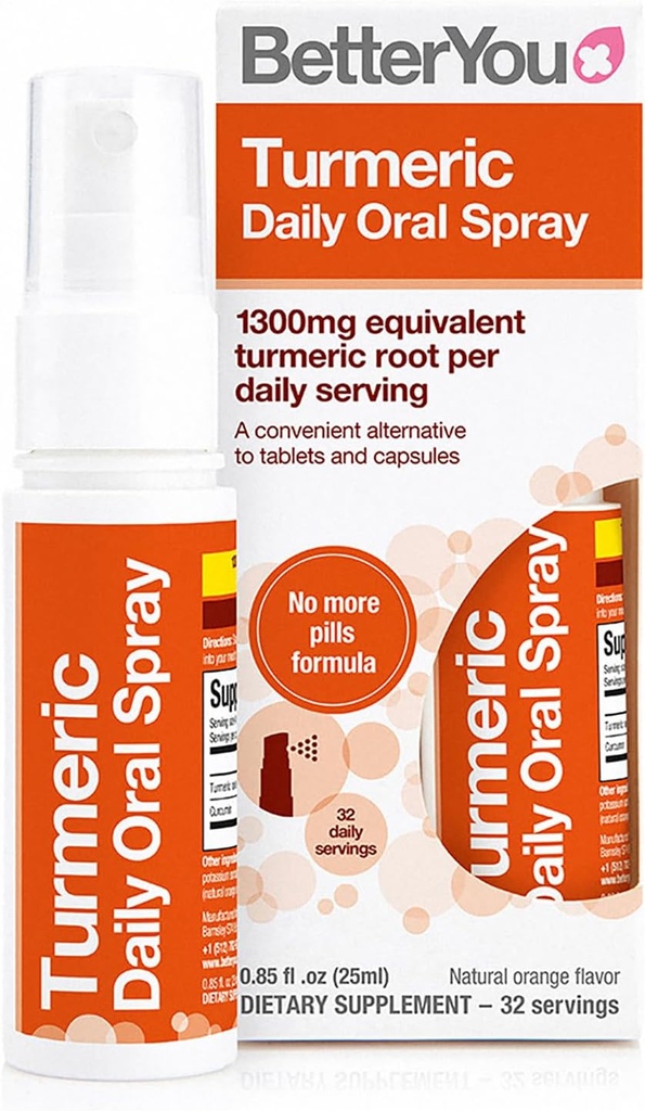 Daha iyi You Turmeric Oral Spray - Natural Liquid Turmeric Supplement - Easy, Comfortable Pill Alternative - Natural Orange Flavor - 0.85 oz