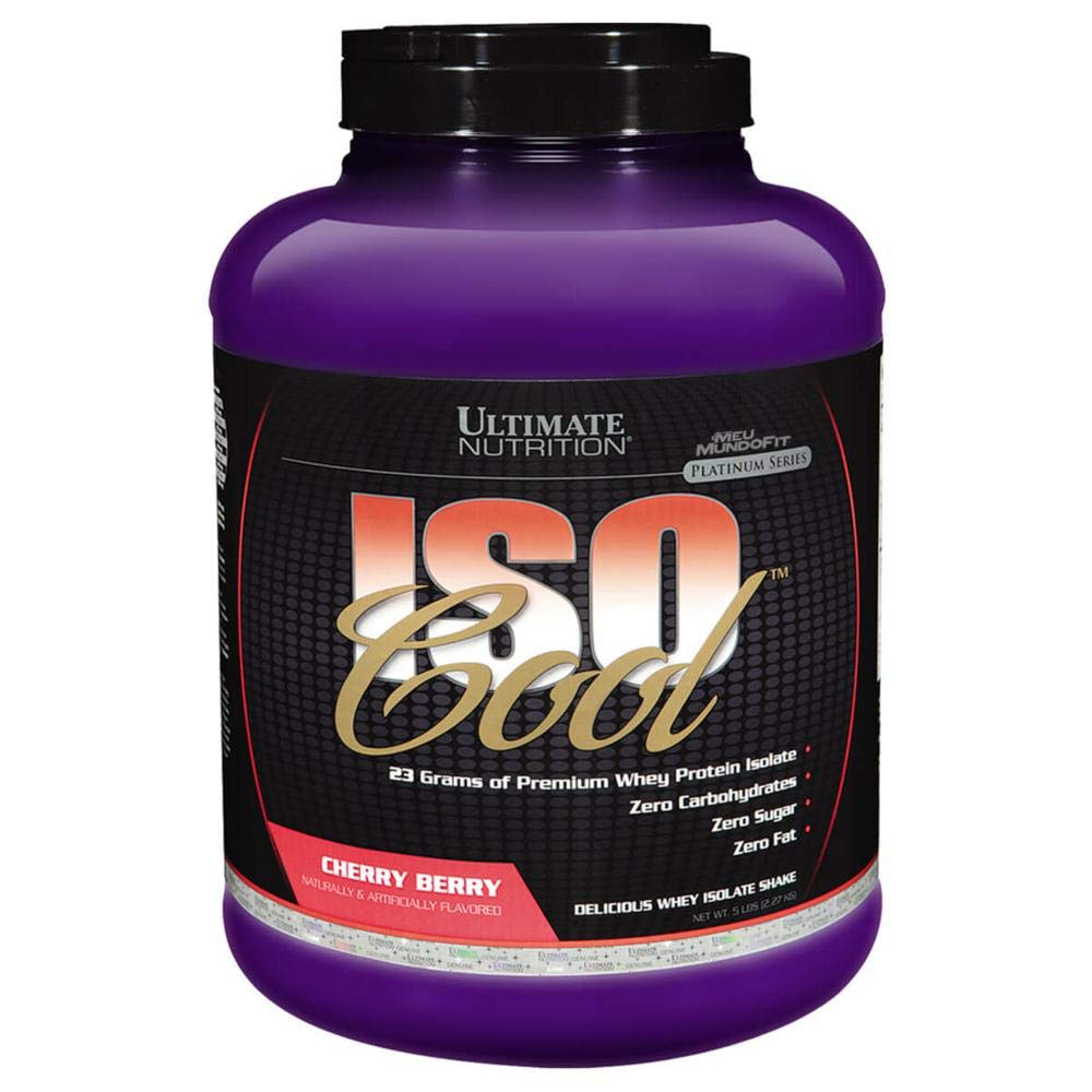 Ultimate Beslenme ISO Cool Pure Whey proteini Isolate Toz - Keto Dostu - 0 Carb 0 Fat 0 Şeker - 5 Pounds, Cherry Berry Berry