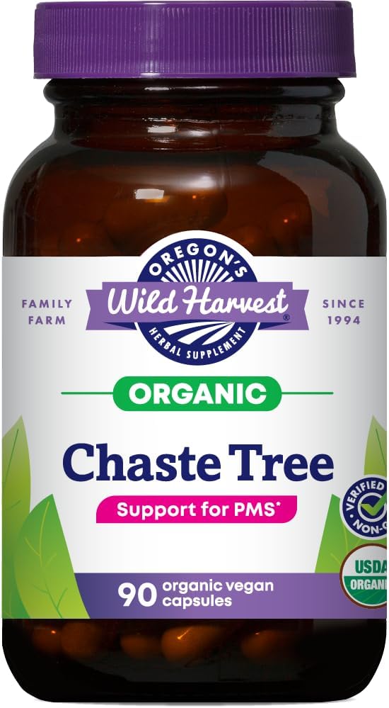 Oregon'un Vahşi Parası Non-GMO Chaste Tree Capsules,Organic Herbal Supplements, 90 Count
