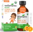 Wellements Organic Vitamin C & çinko Immune Support* Supplement for Children 2 Ay+ | USDA Organic, Free from Dyes, Paragons & Top 9 Most Common Allergens, Orange Flavor, (4 Fl Oz)