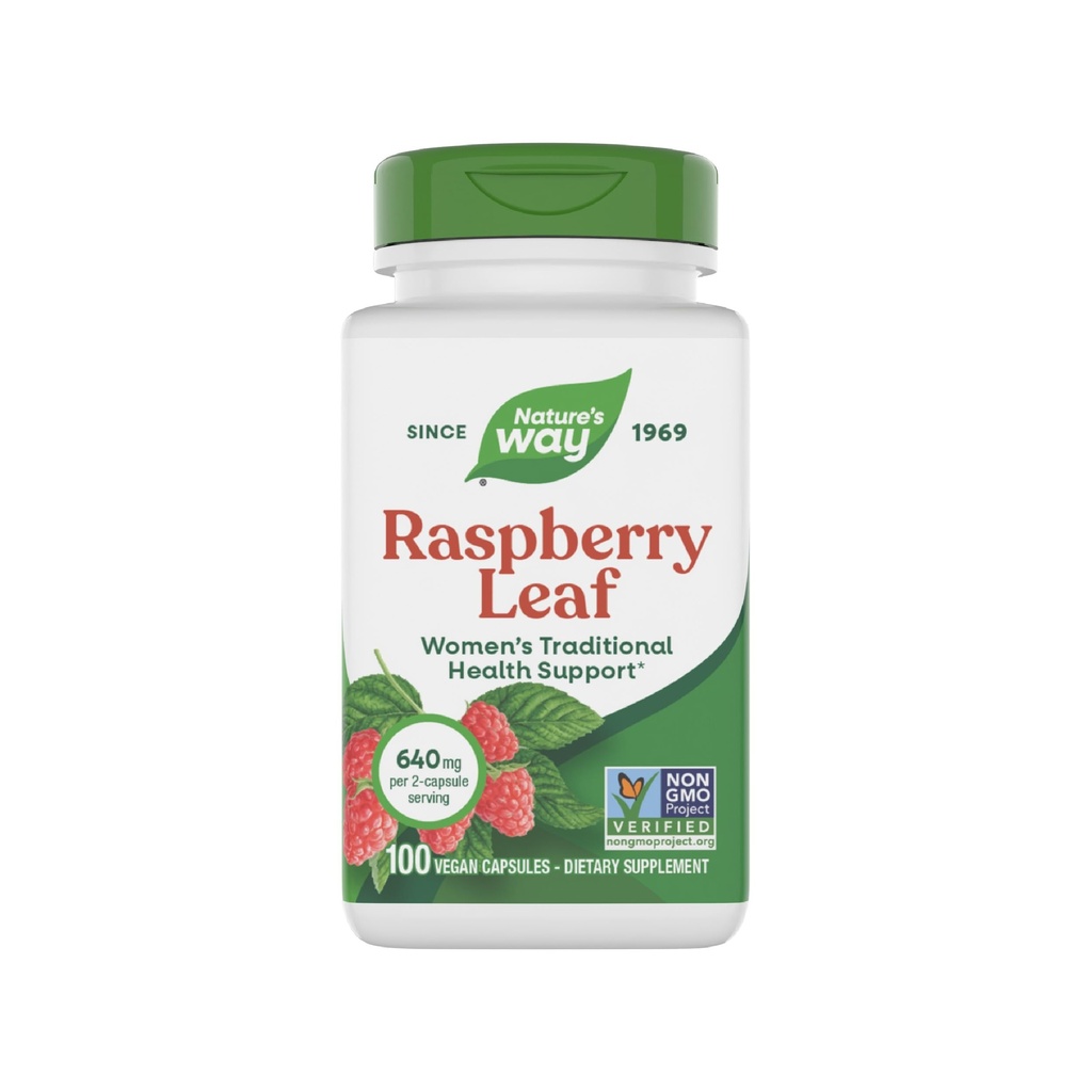 Nature's Way Raspberry Leaf, Women's Health*, 640 mg per 2Capsule Service, Vegan, Non-GMO Project  Valid, 100 Capsules (Pazarlama May Vary)