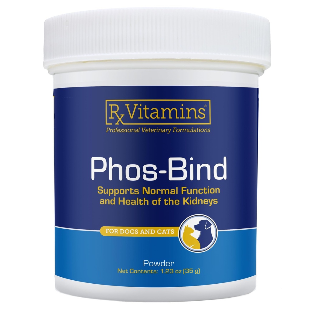 Rx Vitaminleri Phos-Bind - Kidney Support Supplement Toz - Phosphate Binder for Cats & Dogs for Kidney Health - Supports Normal Kidney Cleanse and Essential Kidney Care - 35g