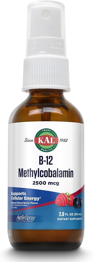 KALIP B12 Mecobalamin ActivSpray 250006, Sağlıklı Enerji, Metabolism, Nerve & Red Blood Hücre Desteği, * Hızlı Tahsir B12, En Az Apsiyon, Doğal Berry Flavor, 80 Hizmet, 2 fl ozzz