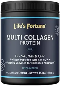 Multi Collagen, Tipleri I, II, III, V & X Hydrolyzed Protein Tozu – Grass-Fed, Blend with Digestive Enzyme - For Skin, Hair, Nails, Joints & Gut Health, Unflavored
