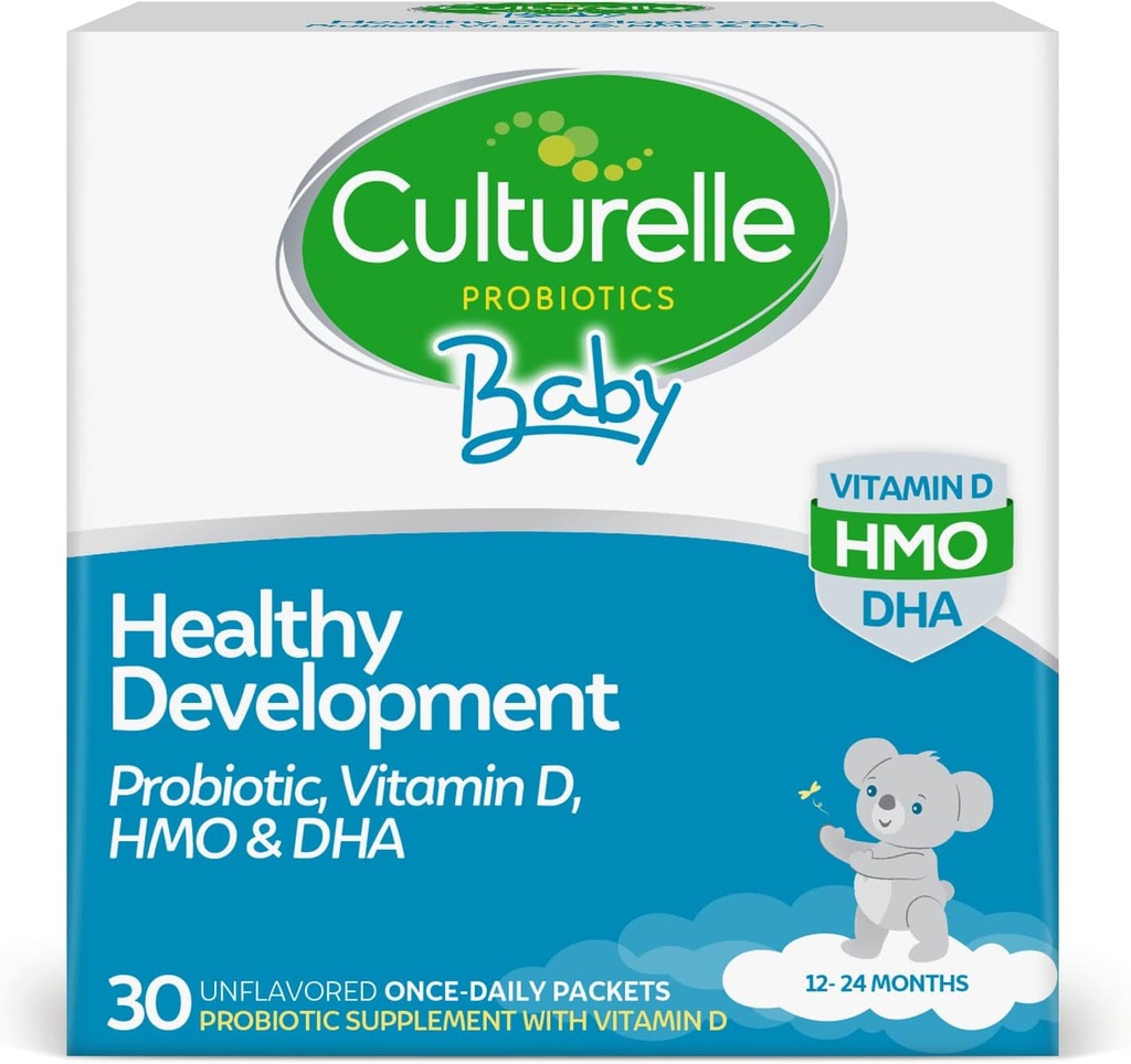 Culturelle Baby Sağlıklı Geliştirme Probiyotik, D,HMO & DHA Packets, Sağlıklı Immune Sistemi & Çocuklar Çağında 1+,Gluten Free & Non-GMO, 30 Count (Pack of 1)